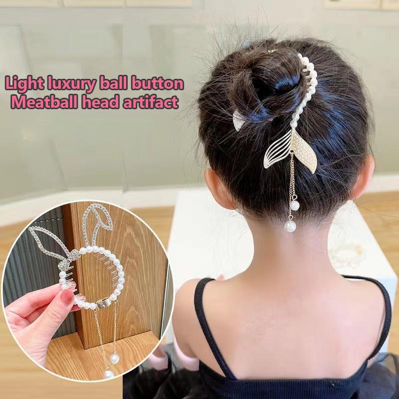 New Pearl Tassel Rhinestone Luxury Fish Wings Rabbit Ear Round Hair Claw For Girl Woman Temperament Designer Hair Clips