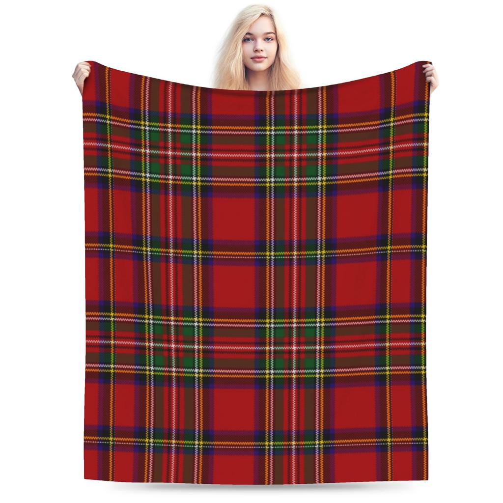 Christmas Red Green Check Tartan Plaid Blankets Coral Fleece Plush Textile Decor Portable Throw Blanket for Bed Travel Rug Piece