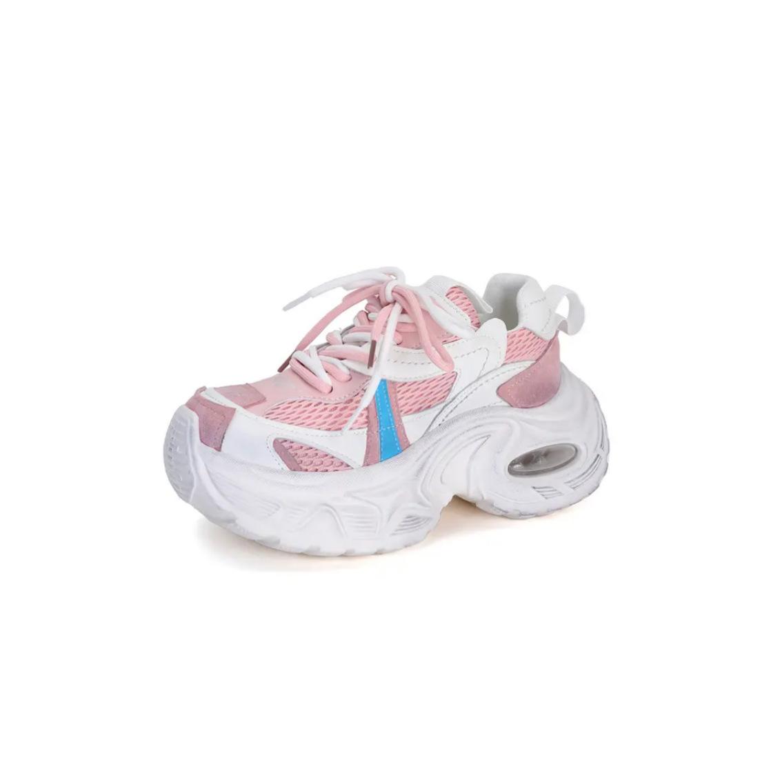

Luxury Designer Chunky Heel Platform Sneakers Mixed Color Unisex Shoes All Match Increasing Runway Casual Trainers 2026 New 35 розовый