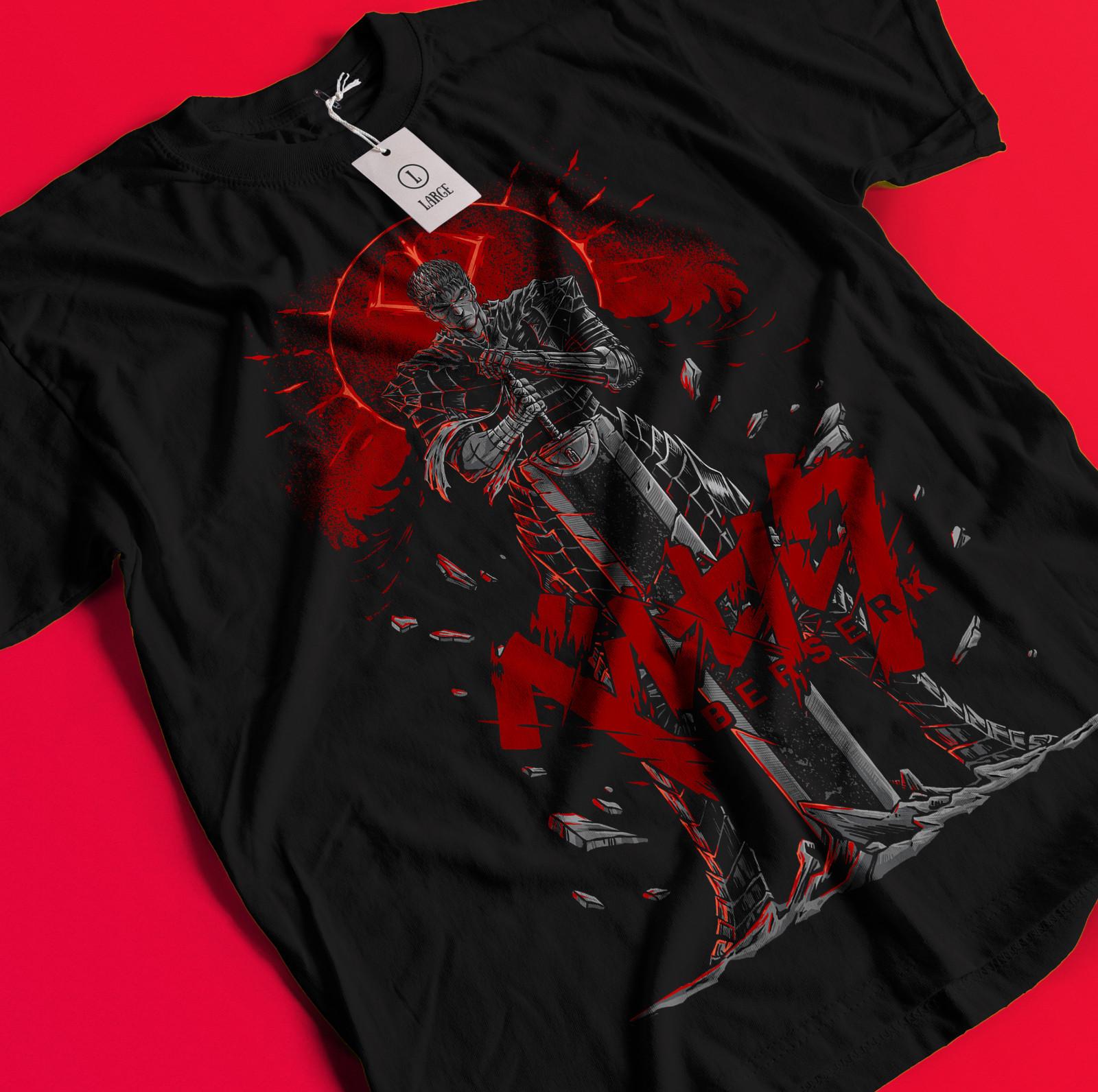 Футболка Berserk, Футболка с японским аниме, Футболка с мангой Гатс, Модная футболка, Аниме-футболка BB359 M