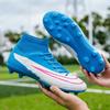 Mens Womens High-Top Football Cleats Turf Grass Fields Anti-Slip Rubber Sole Breathable Mesh Lining Synthetic Upper