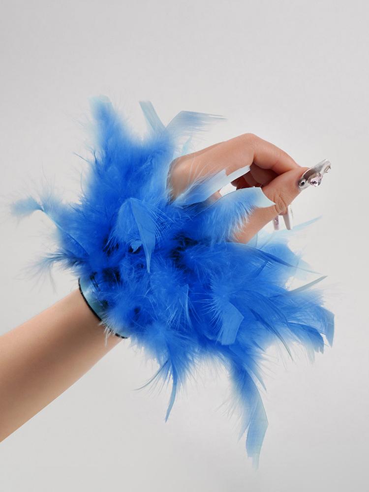 8 Farben Armbandhüllen für Nagelfotos, Federn, Nagelteile, Plüsch-Handgelenkmanschetten für Maniküre, Handfoto, Nageldekor