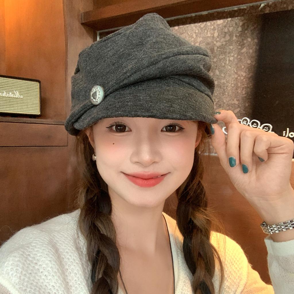 Japanese pleated silver label loose beret children autumn Sichuan West travel breathable octagonal hat casual versatile painter hat