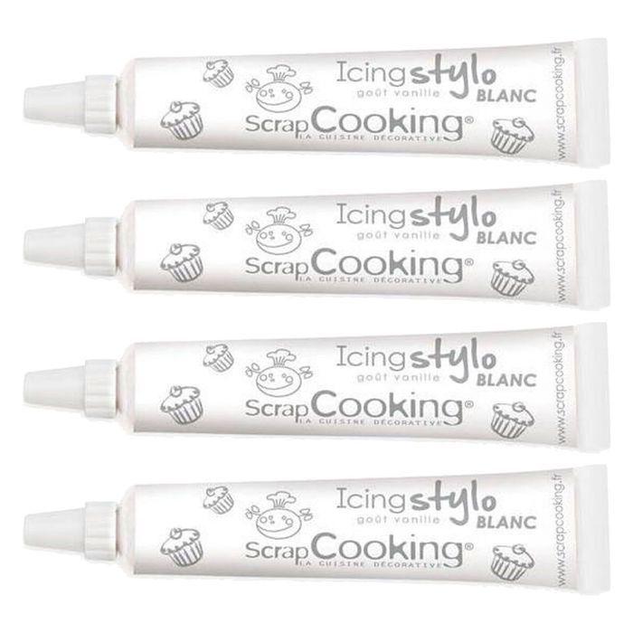 4 stylos de glaçage blancs goût vanille