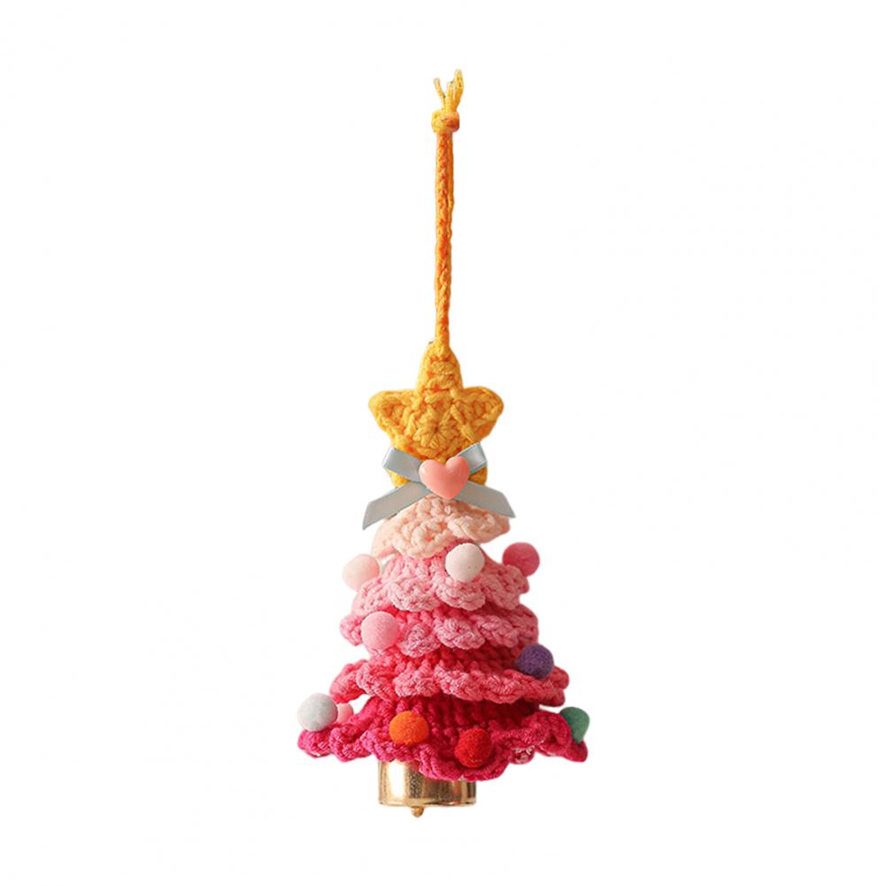 Feiertags-Partydeko Dekorativer Baum Hängeanhänger Festliche Gestrickte Weihnachtsbaum-Ornamente mit Goldener Klingelglocke für Feiertage