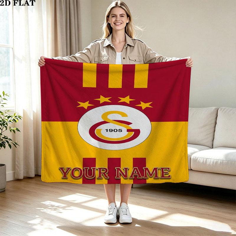 1PC Galatasaray S Custom Name Patterned Flannel Blanket Suitable For All Seasons for Home Decor Warmth and Comfort Gifts Holiday Present