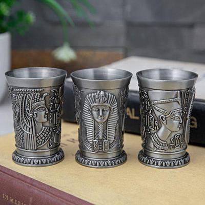Metal Egyptian Wine Glass Zinc Alloy Liquor Shot Cocktail Mug Ancient Egypt Wine Mug Bar Drinkware Craft