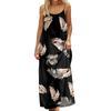 Women's Fashion Backless Spaghetti Strap Casual Loose-Fit Vintage Print Dress