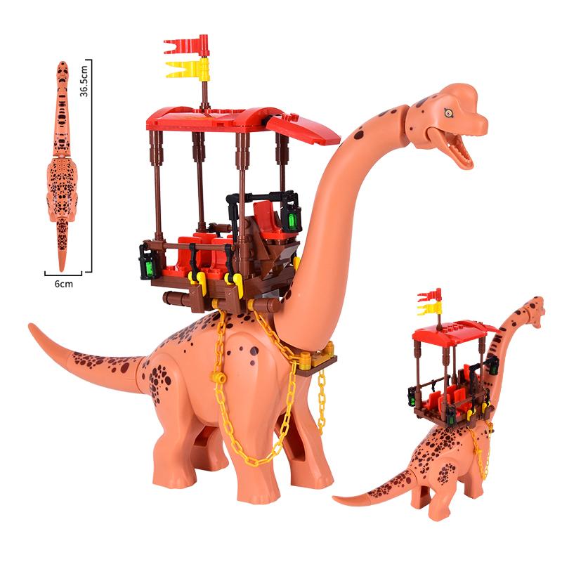 MOC Jurassic Dinosaur World Yellow Brachiosaurus Seat Set Brick Dinosaur Park Character Toy Children's Gift