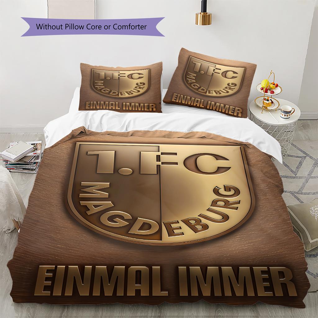 1. FC Magdeburg Pattern Bedding,Quilt Set Quilt Cover Pillowcase Home Birthday Gift (1 * duvet cover + 2 * pillowcase, without core)