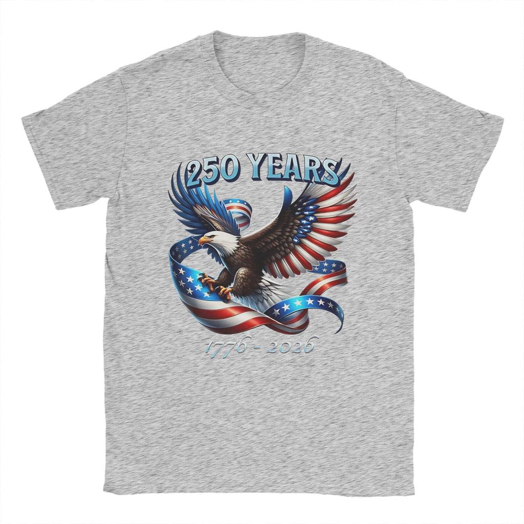 Novelty Patriotic Eagle And Flag 250 Years TShirts for Unisex Round Collar 100 Cotton T Shirt Short Sleeve Tees Clothing