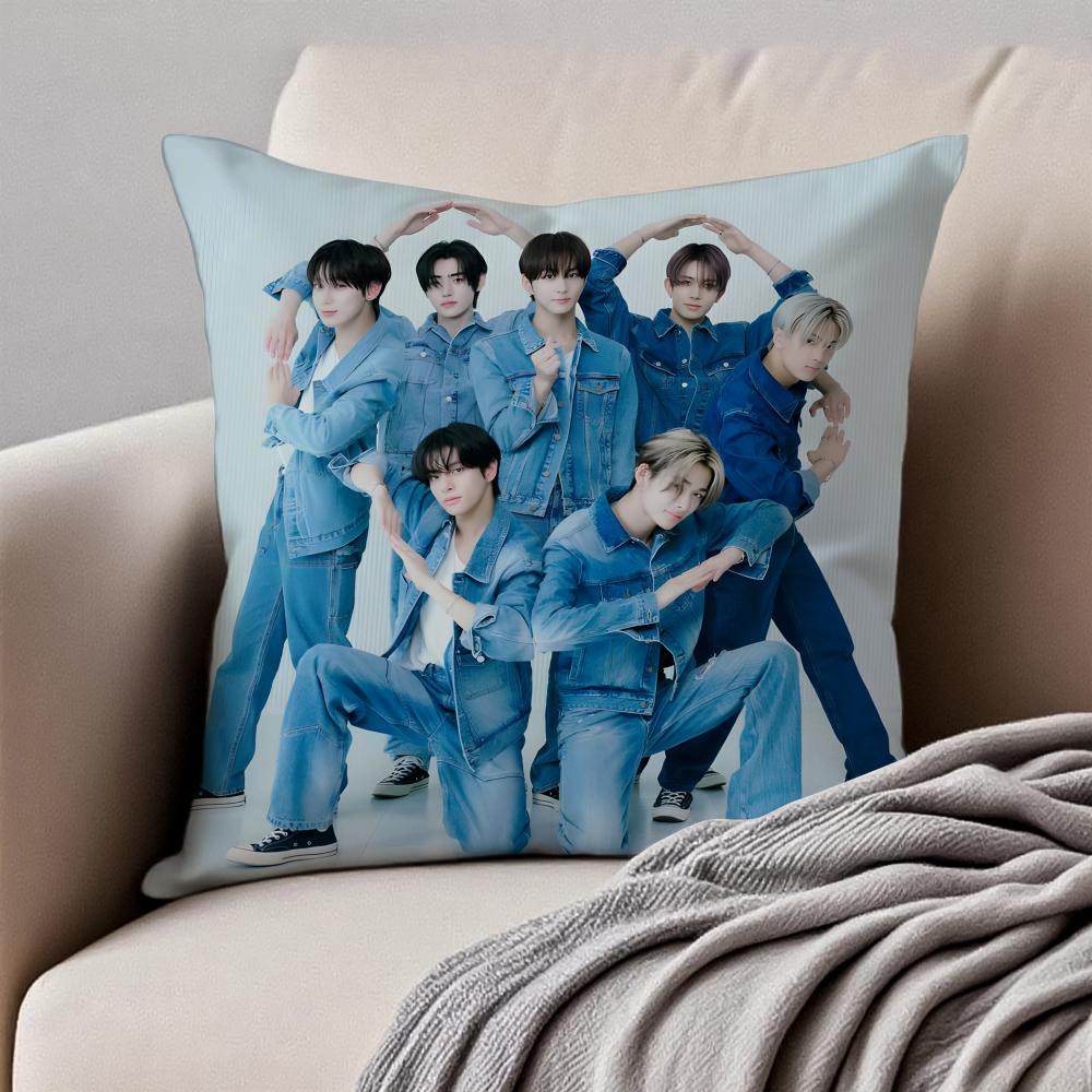 Fashion KPOP BOY TEAM EENHYPENS Cushion Cover Pillowcase Antidustmite Invisible Zipper Short Plush Sofa Cushion