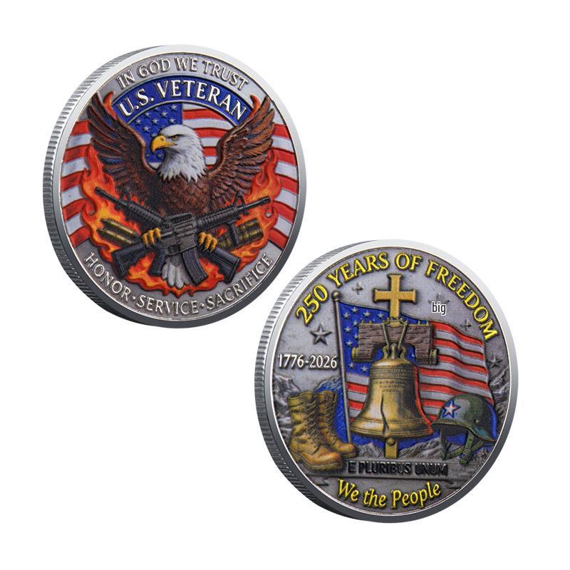 US Independence 250th Anniversary Liberty Bell & Bald Eagle 3D Medal Challenge Coin