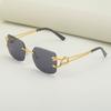Bezramkowe Przycięte Okulary Przeciwsłoneczne Damskie Modne Osobowość Lamparty Nogi Okularów Przeciwsłonecznych Męskie Okulary