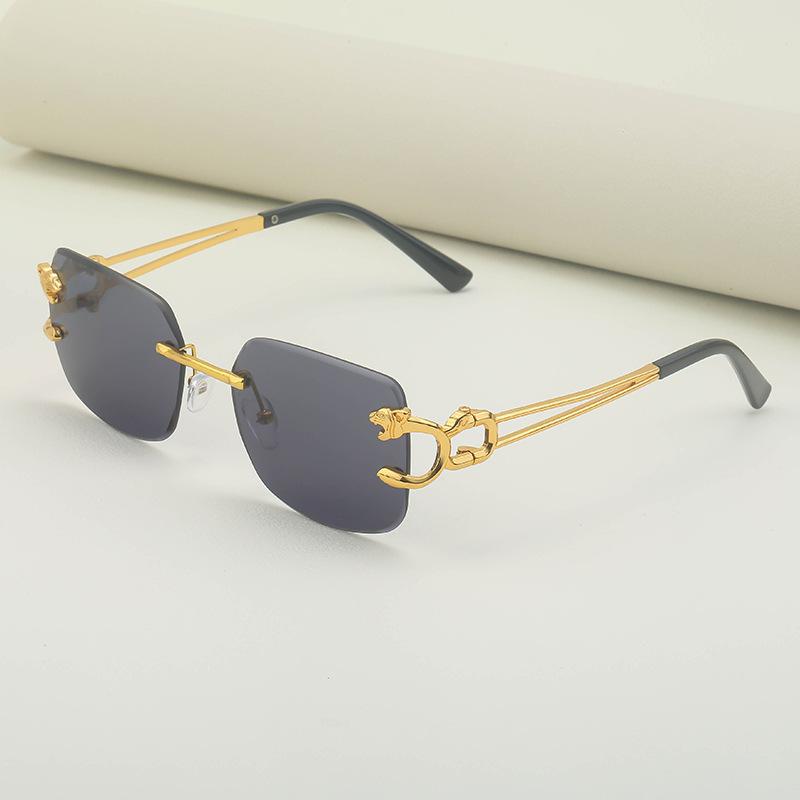 Bezramkowe Przycięte Okulary Przeciwsłoneczne Damskie Modne Osobowość Lamparty Nogi Okularów Przeciwsłonecznych Męskie Okulary