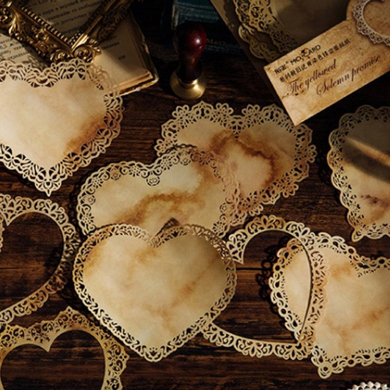 10-sheet Junk Journal Vintage Yellowed Coffee Dyed Hollow Lace Material Paper DIY Scrapbooking Collage Diary Album Decor