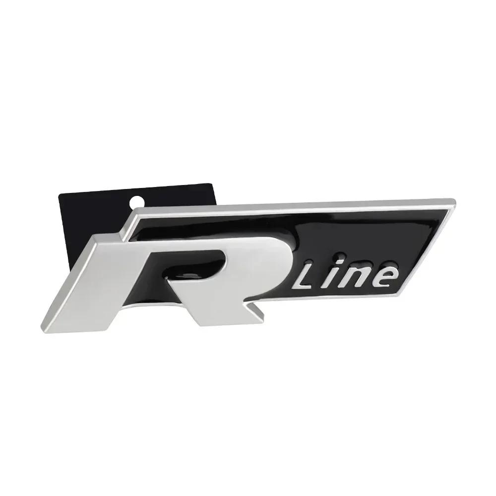 1Pc R Line Metal Car Front Grill Emblem Badge for Jetta Beetle CC Golf Passat Touareg Scirocco Lavida Tiguan Touran Accessories
