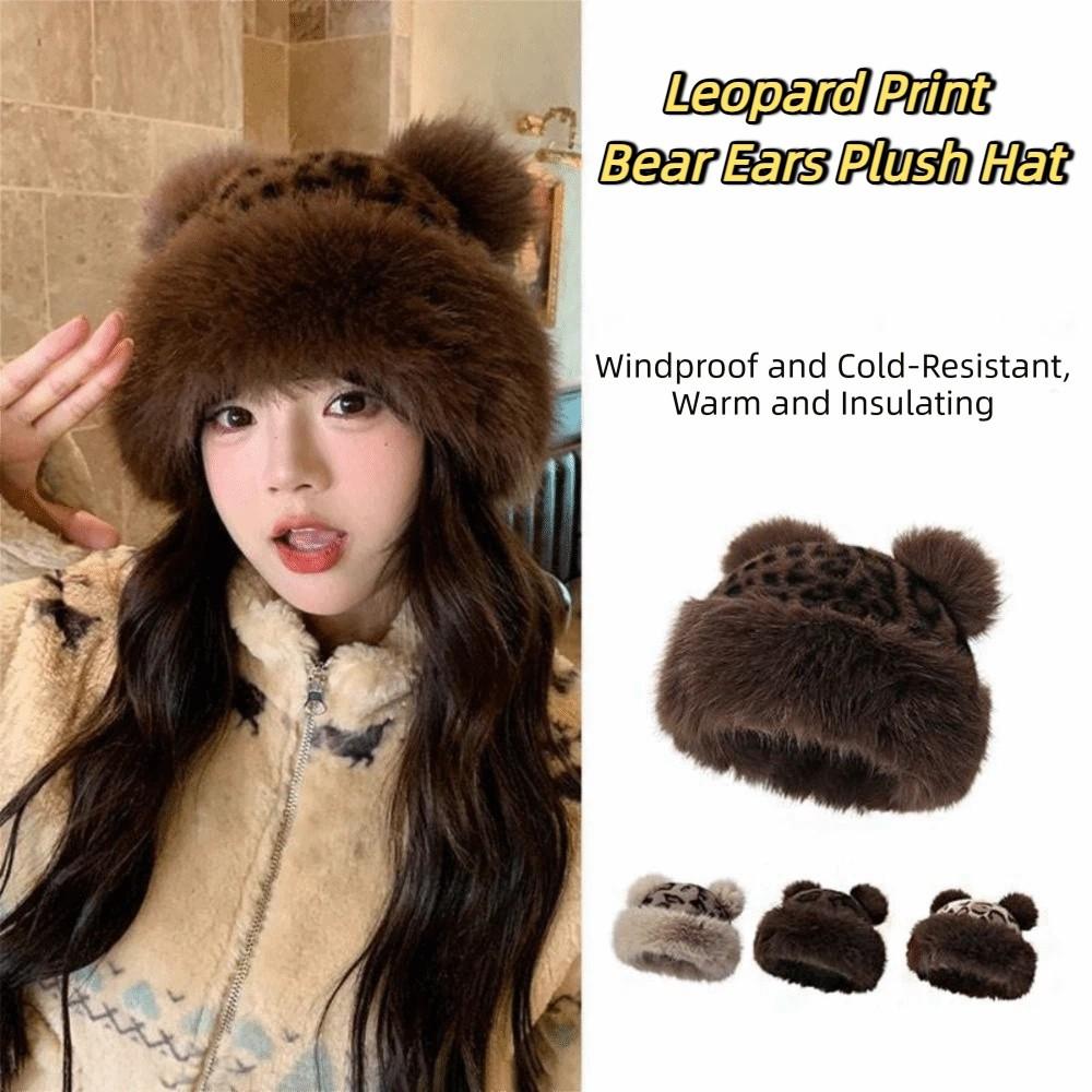 Korean Style Bear Ears Plush Hat Warm Cap Mink Fur Fisherman Hat Fluffy Warm Hat Autumn and Winter