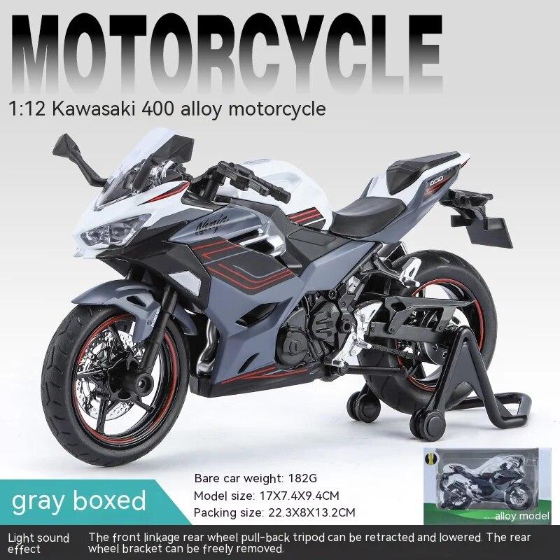 1/12 Scale Kawasaki 400 Motorcycle Die-cast Model - Sound & Light Effects - Authentic Details - Fun for Kids & Motorcycle Lovers