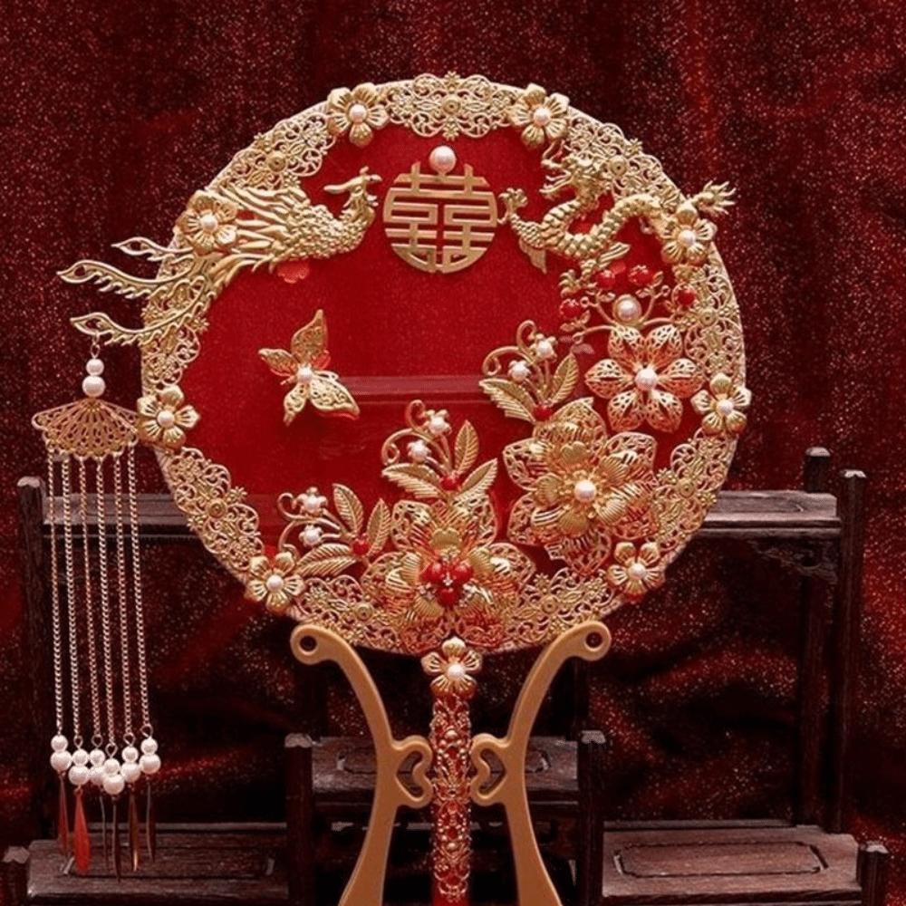 Vintage Bride Group Fan Chinese Style Hanfu Fan Elegant Decorative Fan Dance Performance