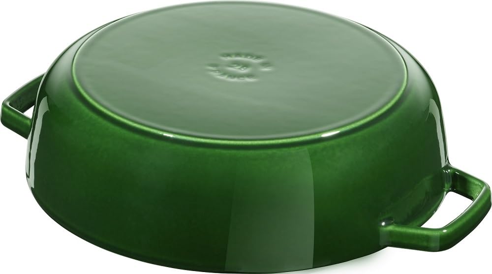 staub Saute Pan Basil Green Two Hand Cast Enamel Pot Shallow Sukiyaki Compatible with IH Japanese Blaiser "Blazer 24cm" [Authorized Product] 40511-479