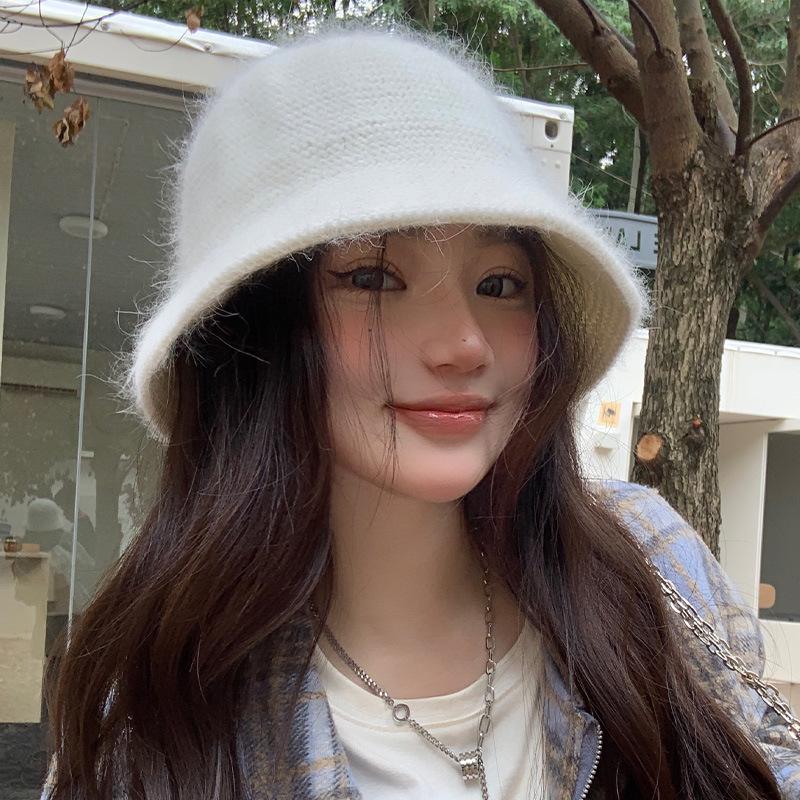 Women's Autumn and Winter Korean Version Versatile Wool Hat Cold Hat Winter Warm Ear Protection Big Head Bucket Hat