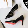 Korean Style Pointed Toe Slim Heels With Shallow Mouth Side Hollow Office High Heels For Pedicures And One Foot For High Heels