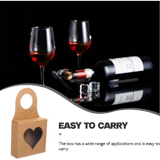 VILLCASE 25 Pieces Kraft Paper Wine Bottle Box with Window, Small Hanging Gift Boxes, Foldable Wine Candy Boxes for Chocolate, Truffles, Cookies,