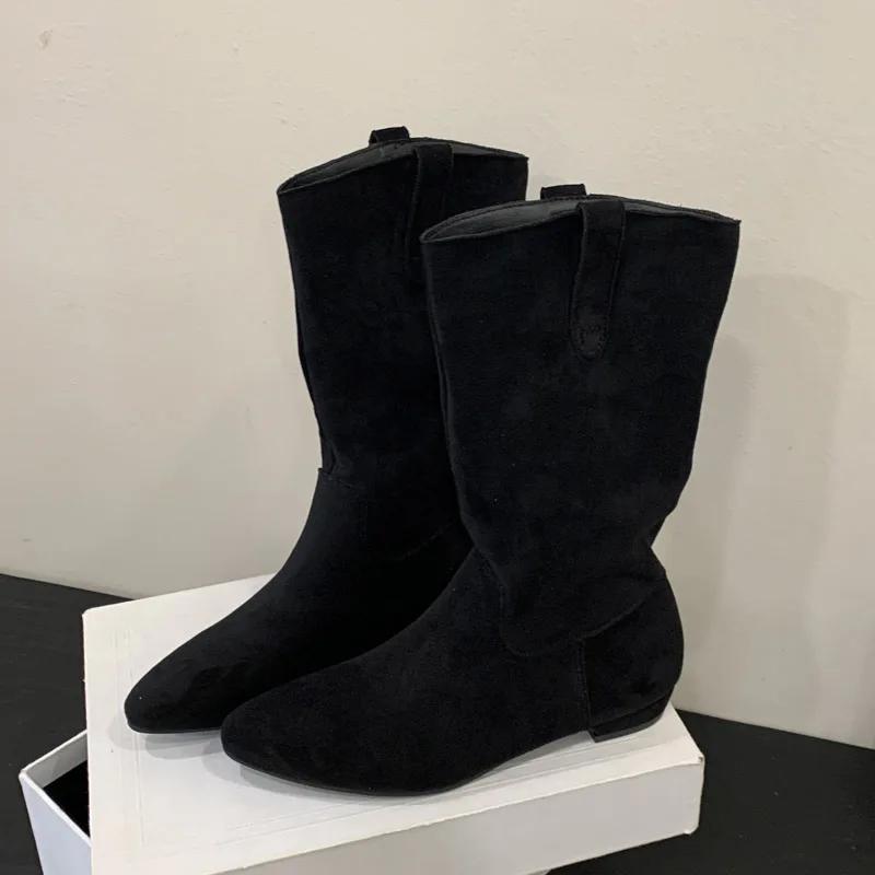 

Autumn Winter Faux Suede Ankle Boots for Women Pointed Toe Low Heel Soft Modern Short Boots Ladies Lightweight De Mujer 40