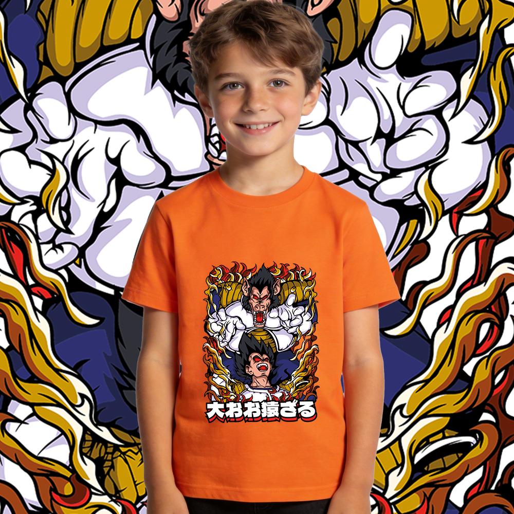 Dbz Vegeta x Great Ape Anime Print Boys Girls Cotton T Shirt Casual Top Soft Breathable Kids Summer Clothes