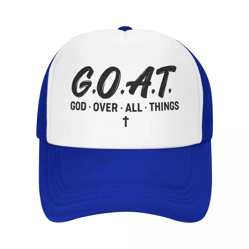 Gorra de Béisbol Personalizada GOAT Dios Sobre Todas las Cosas Unisex para Mujer Transpirable Gorra de Camionero Gorras Deportivas Snapback