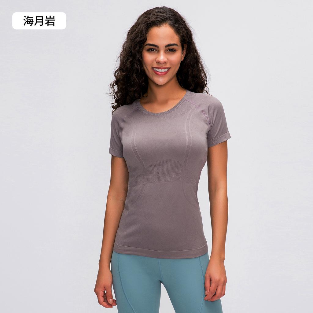 Spring and Summer New Women's Short-sleeved Crew Neck Sports T-shirt Running Fitness Top Slim-fitting Breathable Yoga Short-sleeved S1011
