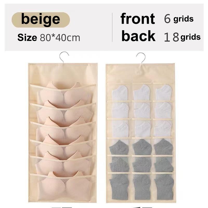 Double Sides Hanging Storage Bag Underwear Socks Bras Foldable Organizer Home Use Wardrobe Hanging Bag