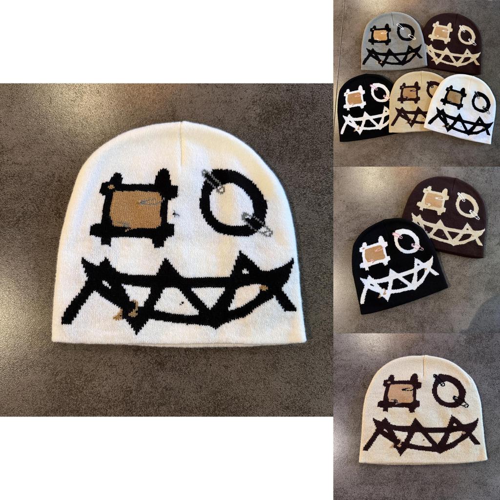 Halloween Demon Face Knit Hat With No Brim For Men And Women Cold Weather