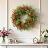 16 Inch Christmas Wreath with Red Berries Artificial Eucalyptus And Leaf Wreath for Holiday Front Door Wall Home Decor