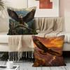 AMERICAN BALD EAGLE Wildlife Cushion Cover Durable Hypoallergenic Organic Linen Pillow Cover Short Size Washable Skin-Friendly