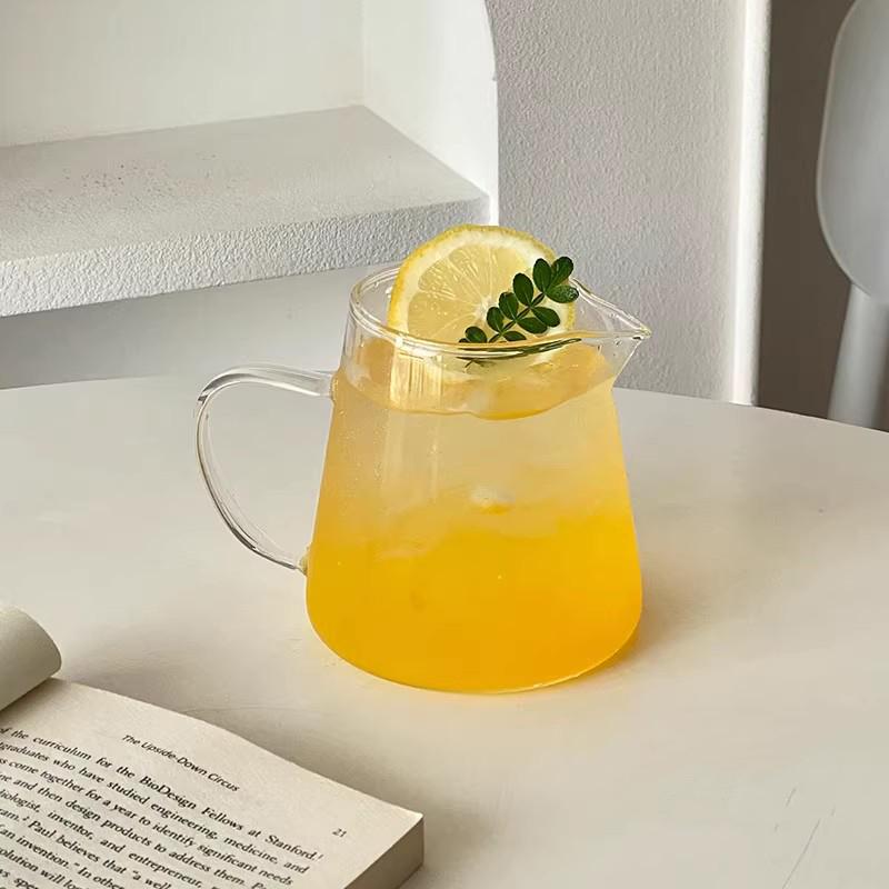 Handle Large Capacity Fruit Tea Glass 2026 Summer Creative Transparent Lemonade High Borosilicate Glass Juicy Coffee Glass 401-600ml
