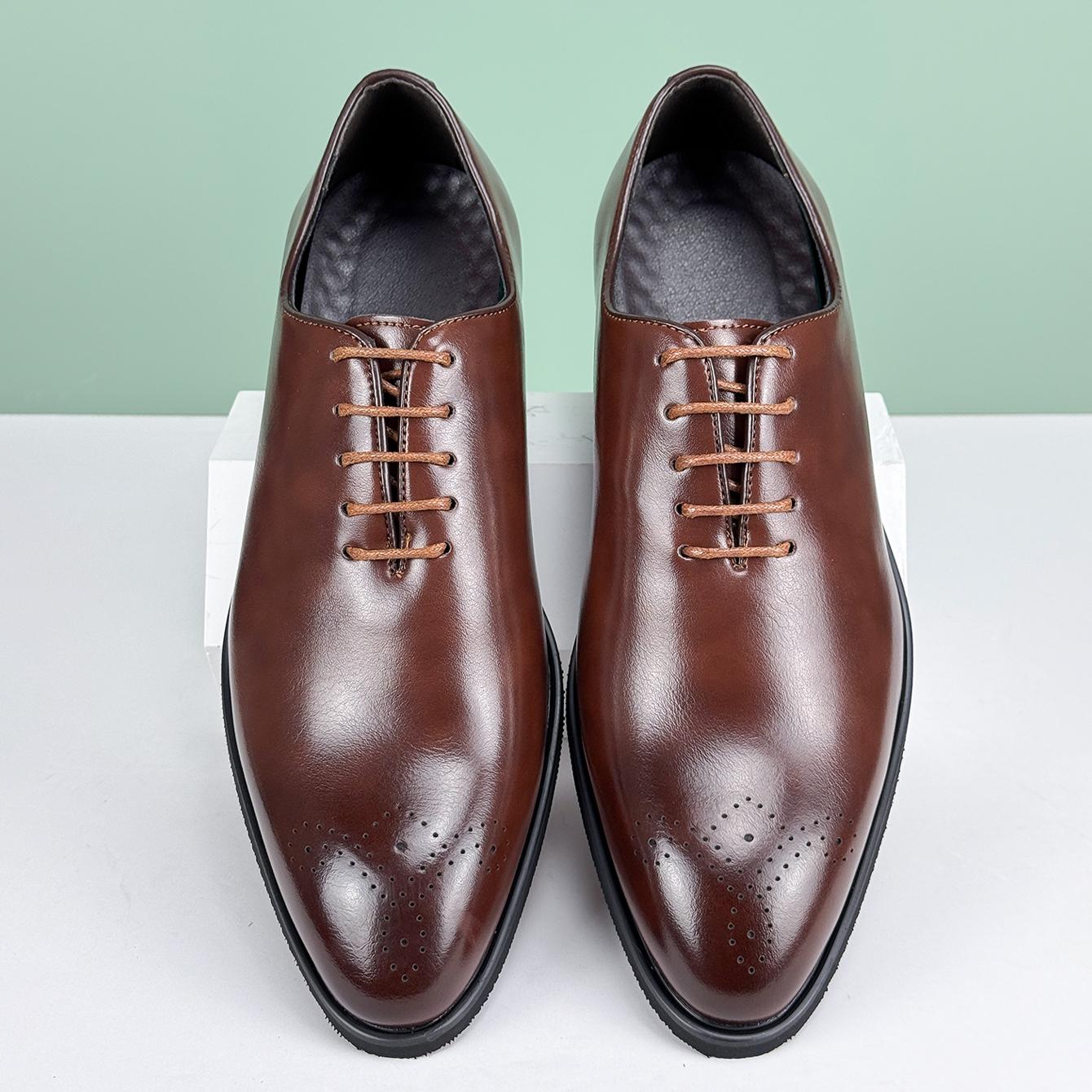 

Men S Formal Leather Shoes British Style Oxford Loafers Pointed Toe Breathable Non-Slip Business Dress Wedding Office Red Sole 38