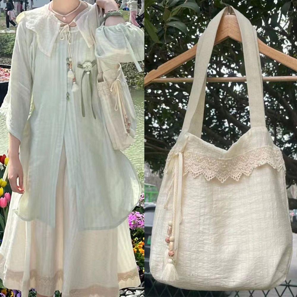 

Commute Leisure Cloth Bag Casual Gentle Tote Bag Simple Vintage Shoulder Bag Travel