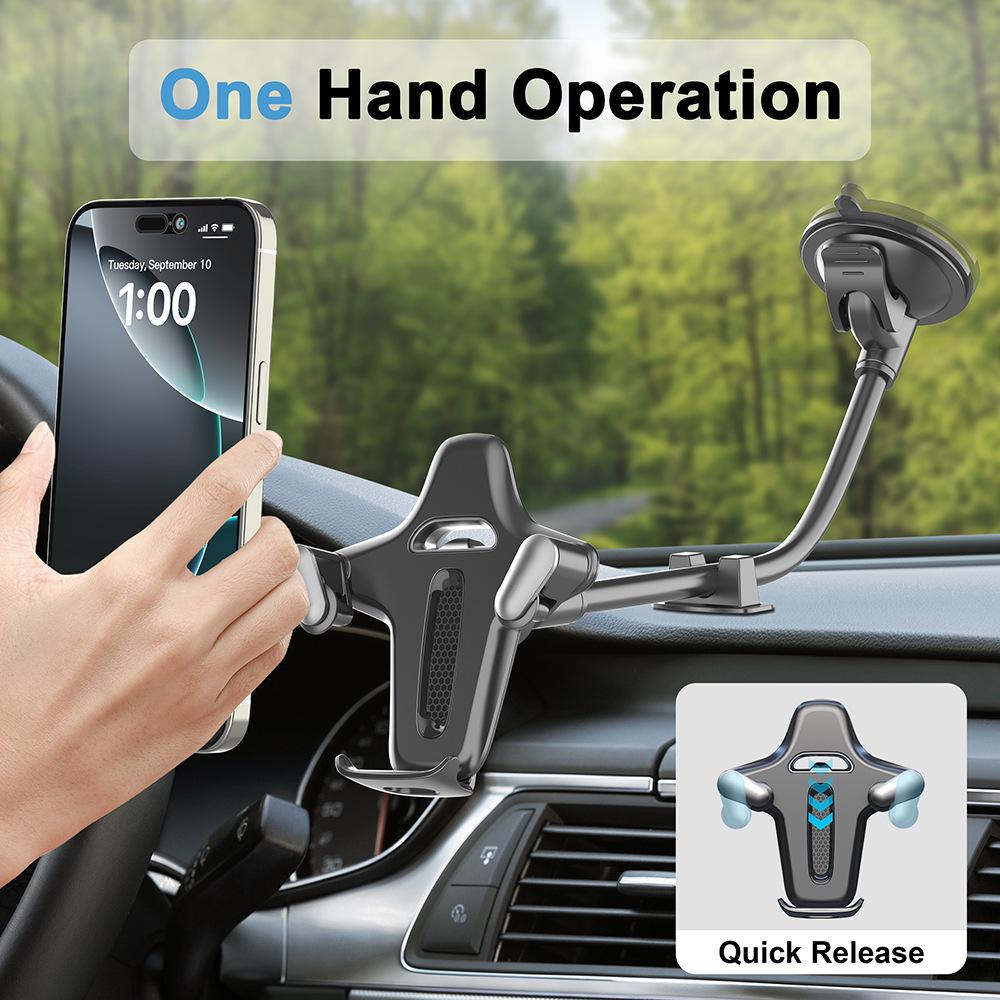 Multi-Functional Suction Cup Windshield Phone Holder with Extended Soft Hose for Cars, Trucks, Vans, and Buses