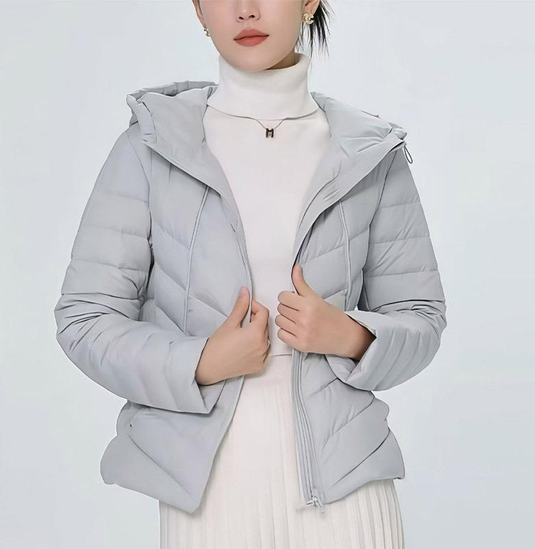 Down jacket women's short duck down ribs light autumn and winter new hooded thin coat
