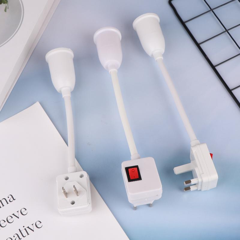 1Pc Us Plug To E27 Lamp Base Conversion Led Light Wall Flexible Lamp Holder Converter With Switch Led Head Bulb Socket