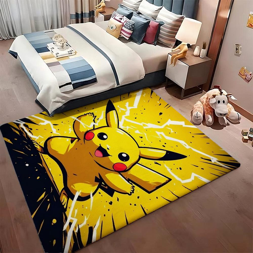 Pikachu Unleashes Rectangular Rug Thick Nonslip Carpet For Gaming Room Play Area Home Party Decor Gift For Friends