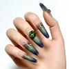 Fairytale Green Gradient Rhinestone Greyhound Nail Tips - Light Luxury Manicure Style