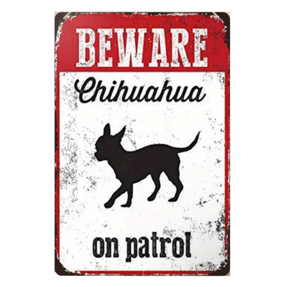 1PC Rustic Wooden Chihuahua On Patrol Sign, Dog Alert Hanging Plaque For Home And Garden Decor