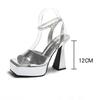 Fashion Women's Heeled Shoes Silver French Style High-heeled Sandals Shoes for Women Summer New Shallow Mouth Square Toe Sandalias Mujer