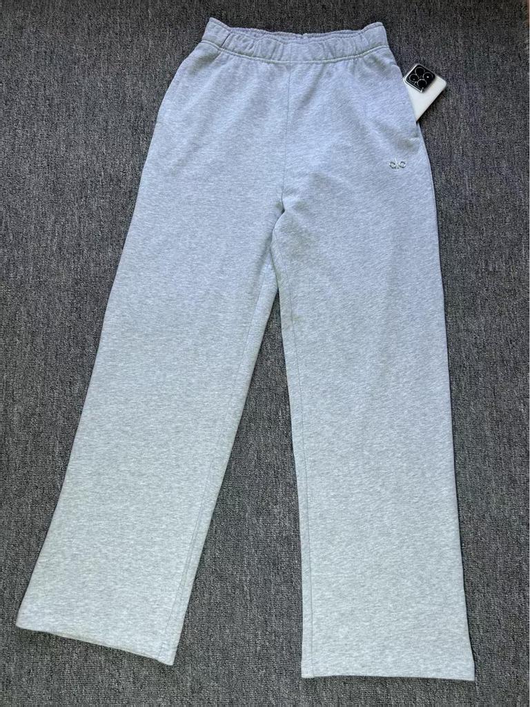 Now Alo Straight-Leg Sweatpants: Unisex Pure Cotton Terry Cloth, Simple Logo, Casual Sportswear.