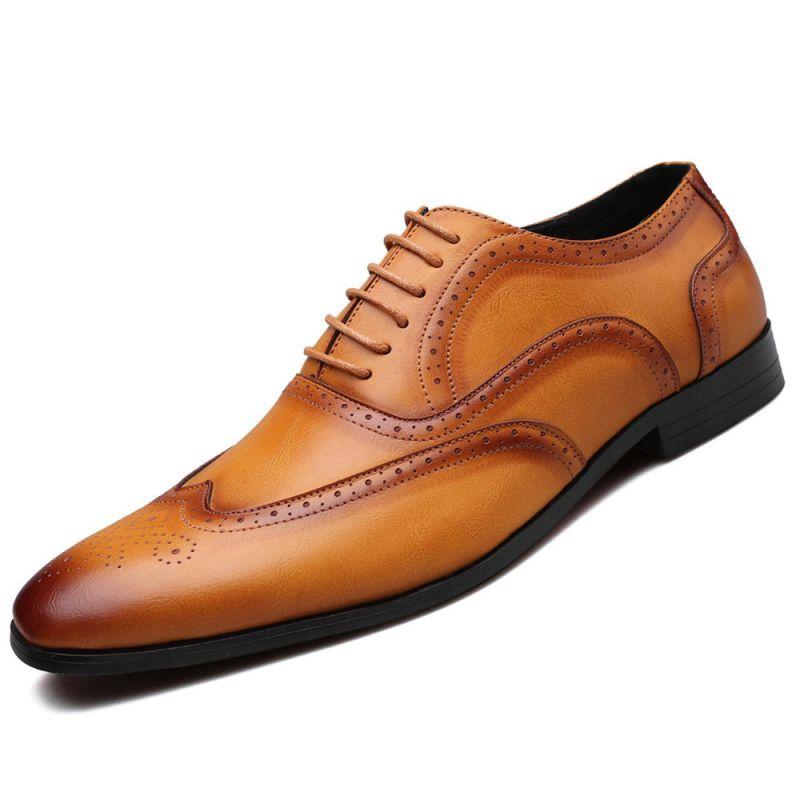 FashionFashion Leather Business Men Dress brogue Shoes Spring Autumn Designer Soft-soled Spring Autumn Brogues Shoes big size 48