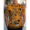 Summer Fashion Comfortable Loose Large T-shirt Animal 3D Printed Casual Breathable Sports Versatile Round Neck Short Sleeved Men's T-shirt