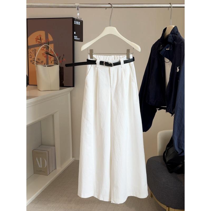 

Tencel Jeans Women s White Spring and Autumn New High Waist Temperament Skinny Wide Leg Casual Pants Women L бежевый